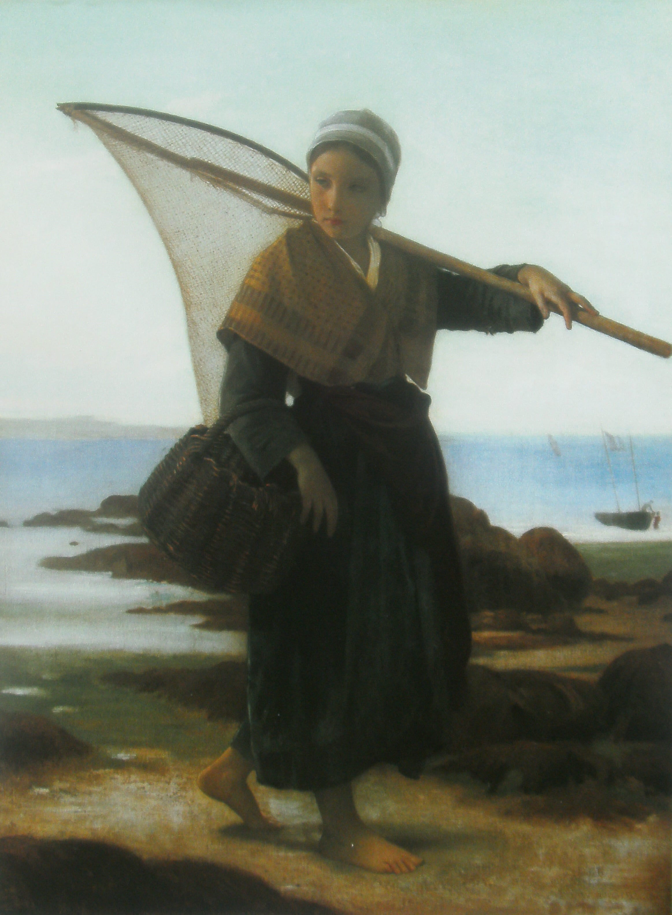 Reproduction du tableau « Pêcheuse de crevettes - Bouguereau » par Alpha Reproduction en peinture à l’huile