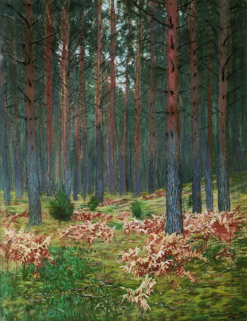 Paysage avec fougères (En automne à Bor.) - Isaac Levitan