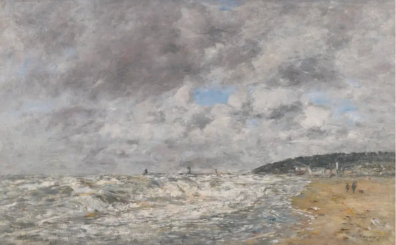 Deauville, fırtınalı havada kıyı - Eugène Boudin
