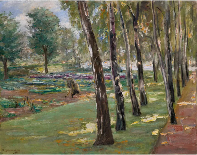 Wannsee bahçesinde bir huş ağacı yolu, lahana tarlası manzarası - Max Liebermann