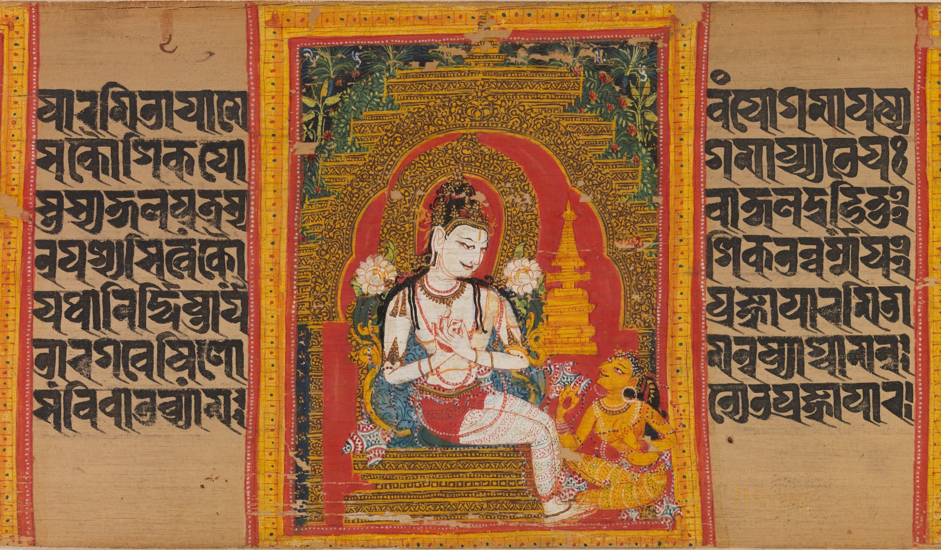 Mahavihara Master, The Bodhisattva Avalokitesvara Expounding the Dharma to a Devotee: Folio from a Ashtasahasrika Prajnaparamita Sutra Manuscript, early 12th century, The Metropolitan Museum of Art, New York