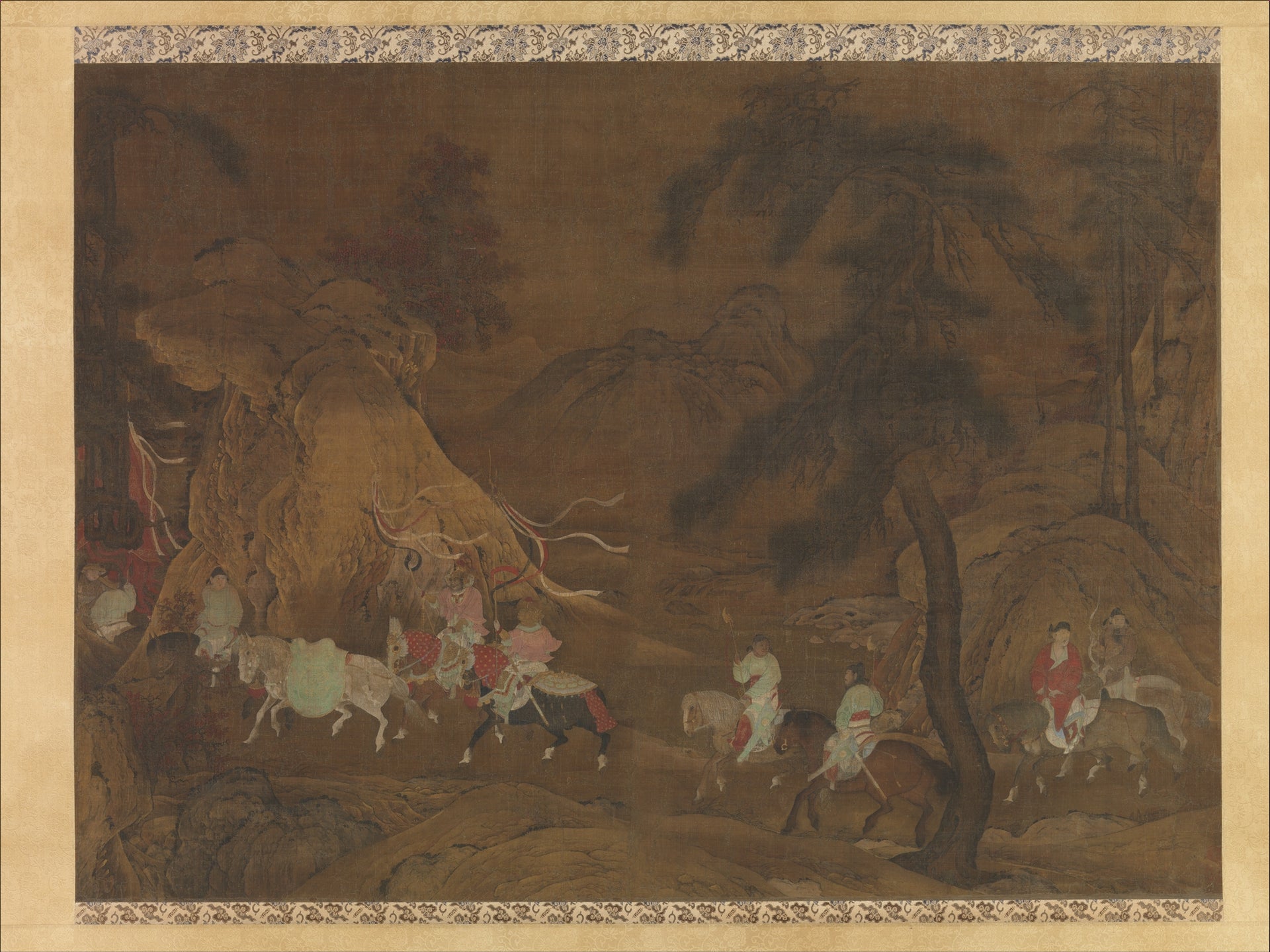 Emperor Xuanzong's flight to Shu, Unidentified artist, mid-12th century — peinture chinoise