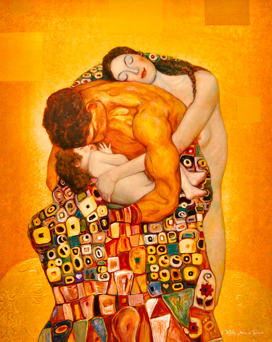 👨‍👩‍👧 Aile Sarılması – Gustav Klimt'ten Esinlenmiştir (Hayranlar tarafından oluşturulan kolaj eseri)
