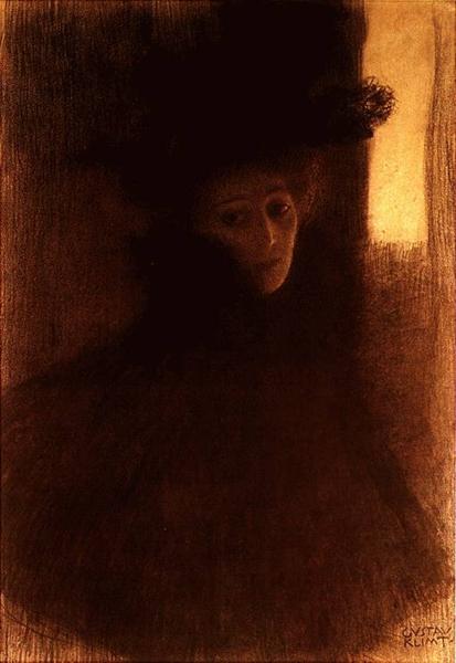 🎩 Pelerinli ve şapkalı kadın – Gustav Klimt (yaklaşık 1897-1898)