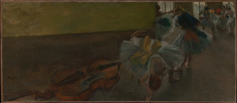 Prova salonunda kontrbas ile dansçılar - Edgar Degas