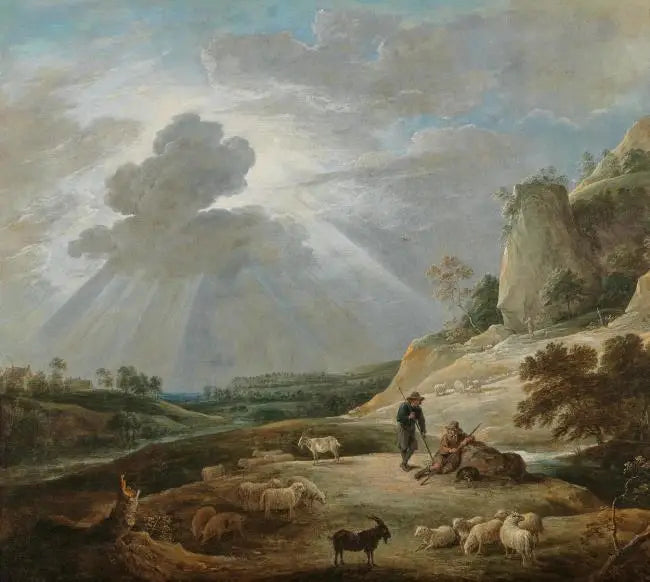 Manzara, çobanlar ve hayvanlar ile - David Teniers genç