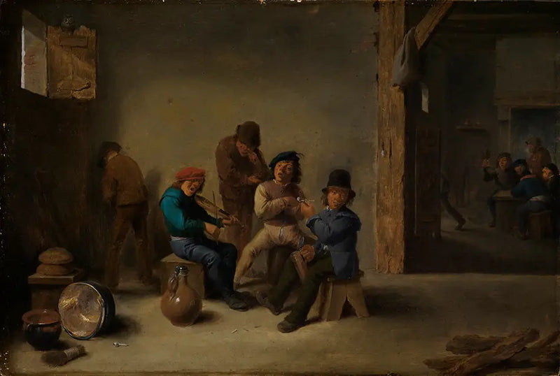 Çiftçilerin içip sigara içtiği bir meyhanede - David Teniers genç