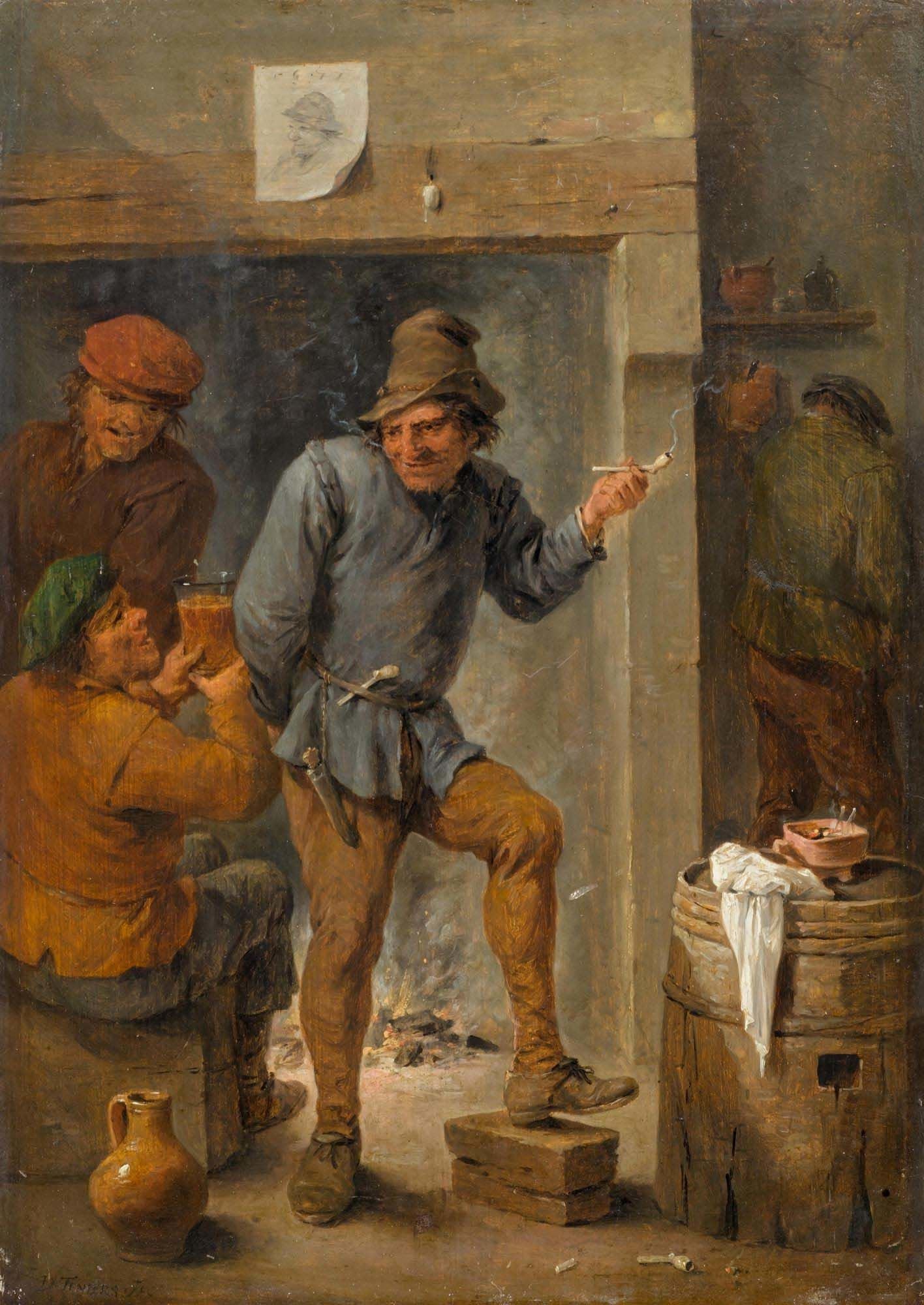 Hommes fumant et buvant dans une taverne - David Teniers le Jeune
