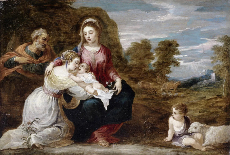 Kutsal Aile ve Kutsal Elisabeth ile Kutsal Jean Çocuk - David Teniers genç