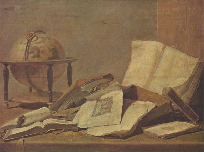 Tablo: Kitaplar ve Dünya Küresiyle Natürmort - David Teniers le Jeune