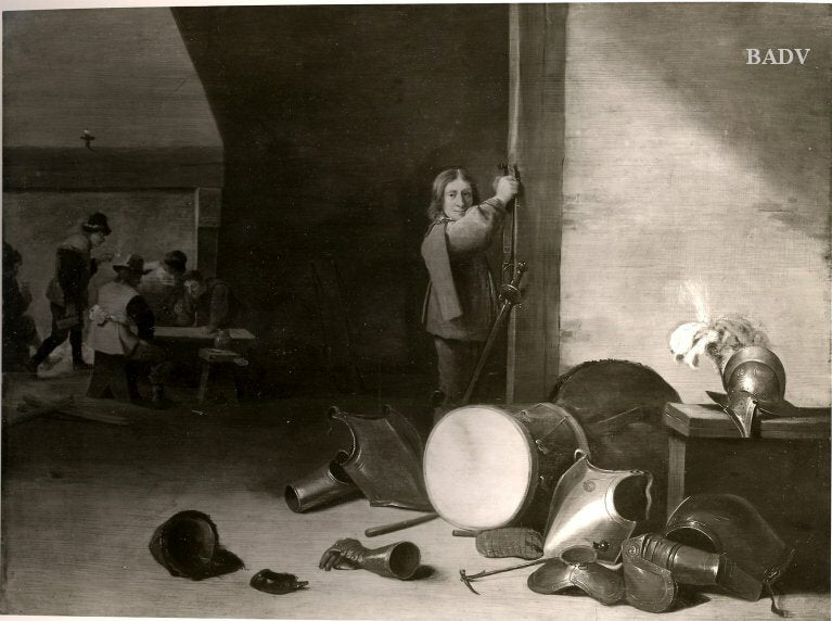 intérieur avec des soldats - David Teniers le Jeune