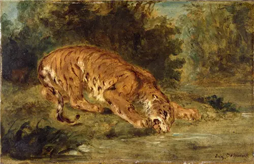 Su içen kaplan - Eugène Delacroix