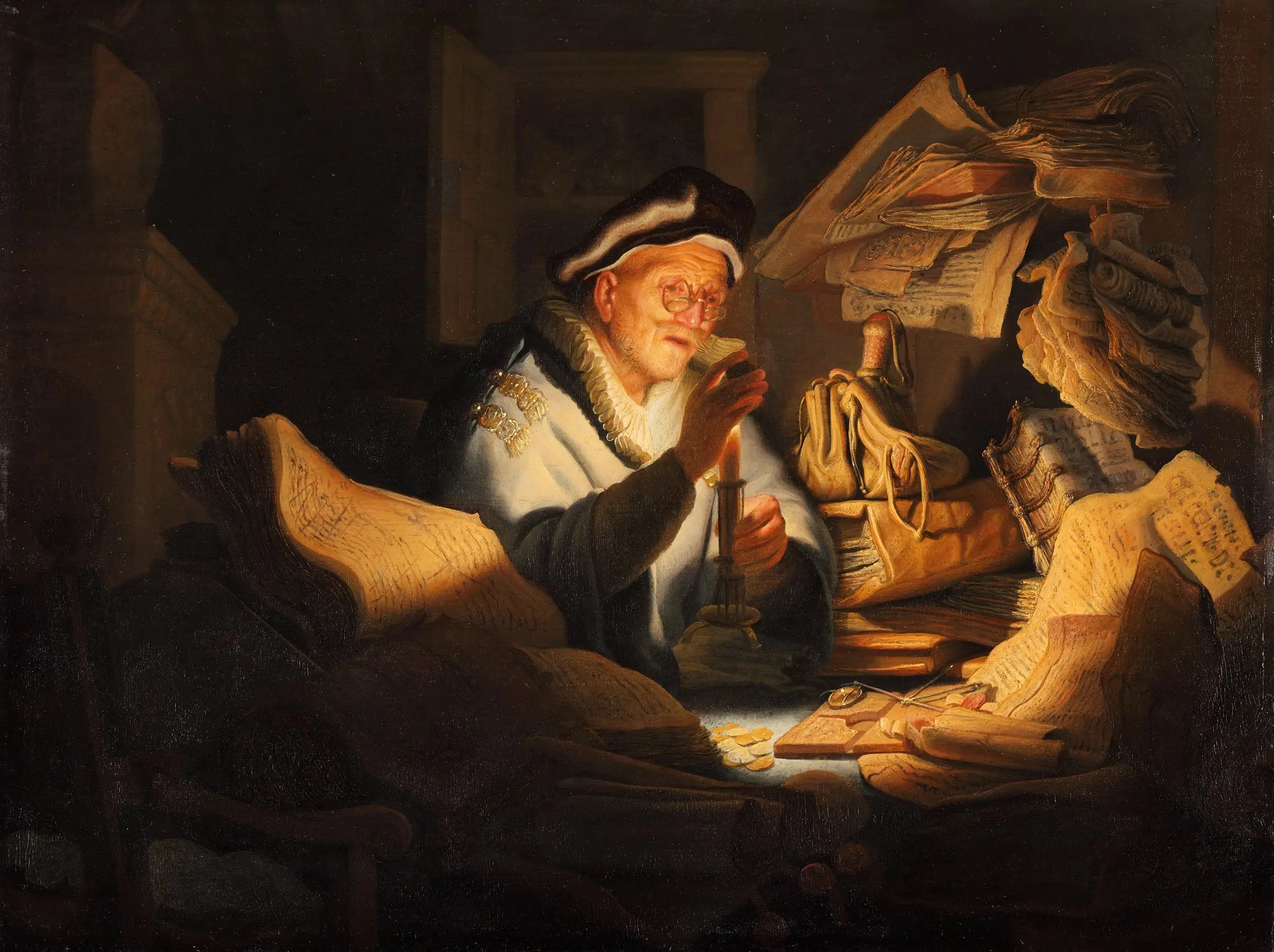 Reproduction du tableau « La parabole du riche insensé - Rembrandt » par Alpha Reproduction en peinture à l’huile
