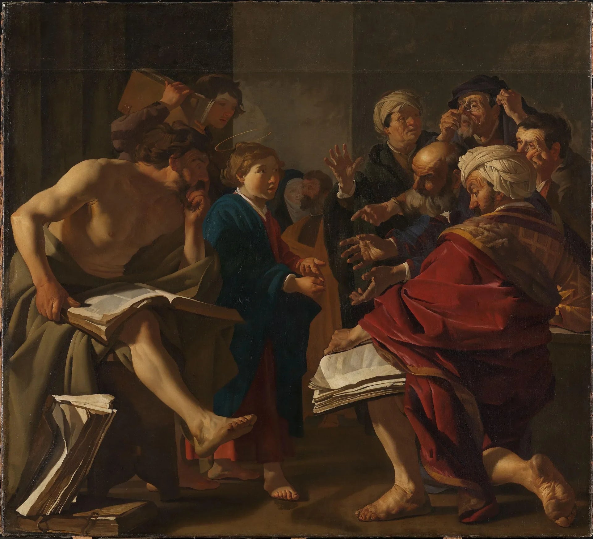 Le Christ parmi les Docteurs - Dirck van Baburen image 1 reproduction artisanale de tableau