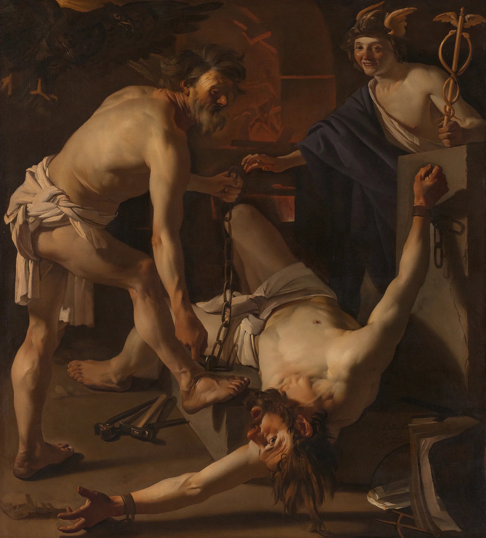 Prométhée enchaînée par Vulcain - Dirck van Baburen image 1 reproduction d’œuvre d’art à l’huile