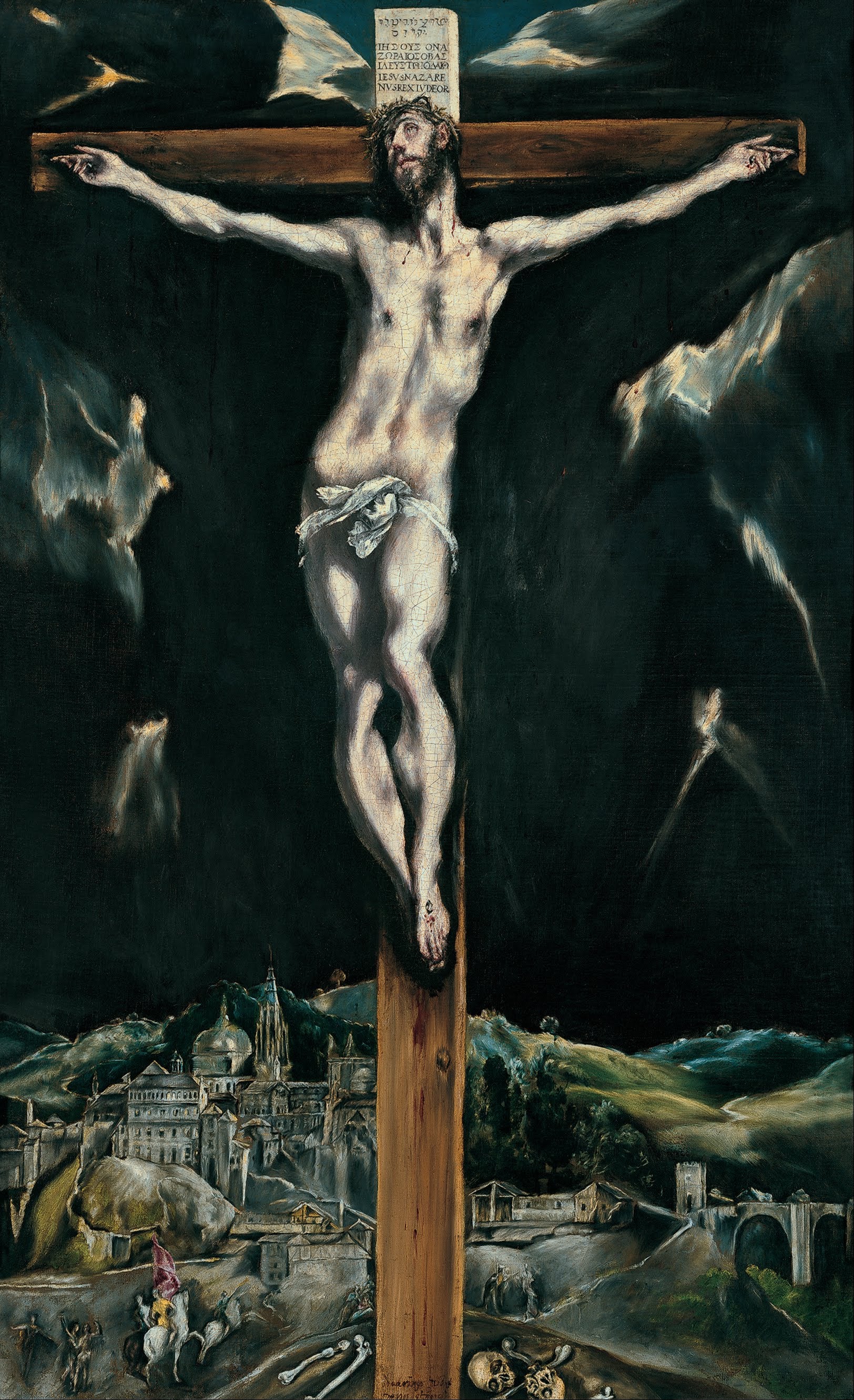 Le Christ crucifié avec Tolède en arrière-plan - El Greco