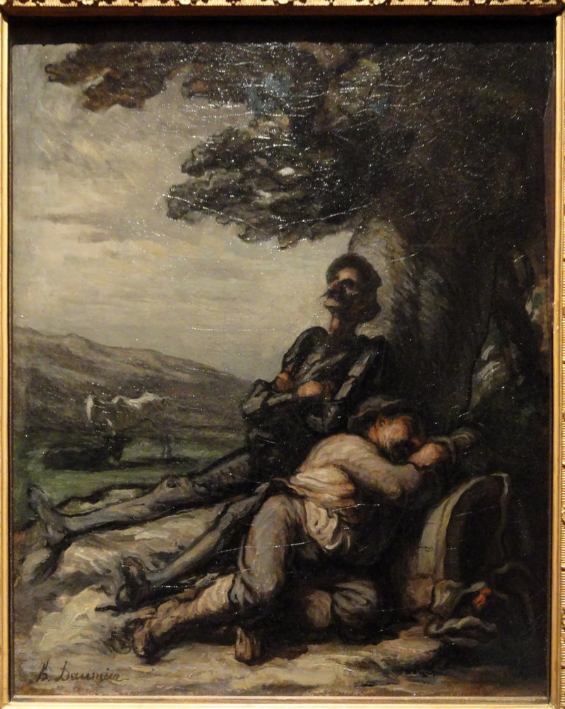 Don Quichotte ve Sancho Panza bir ağacın altında dinleniyor - Honoré Daumier