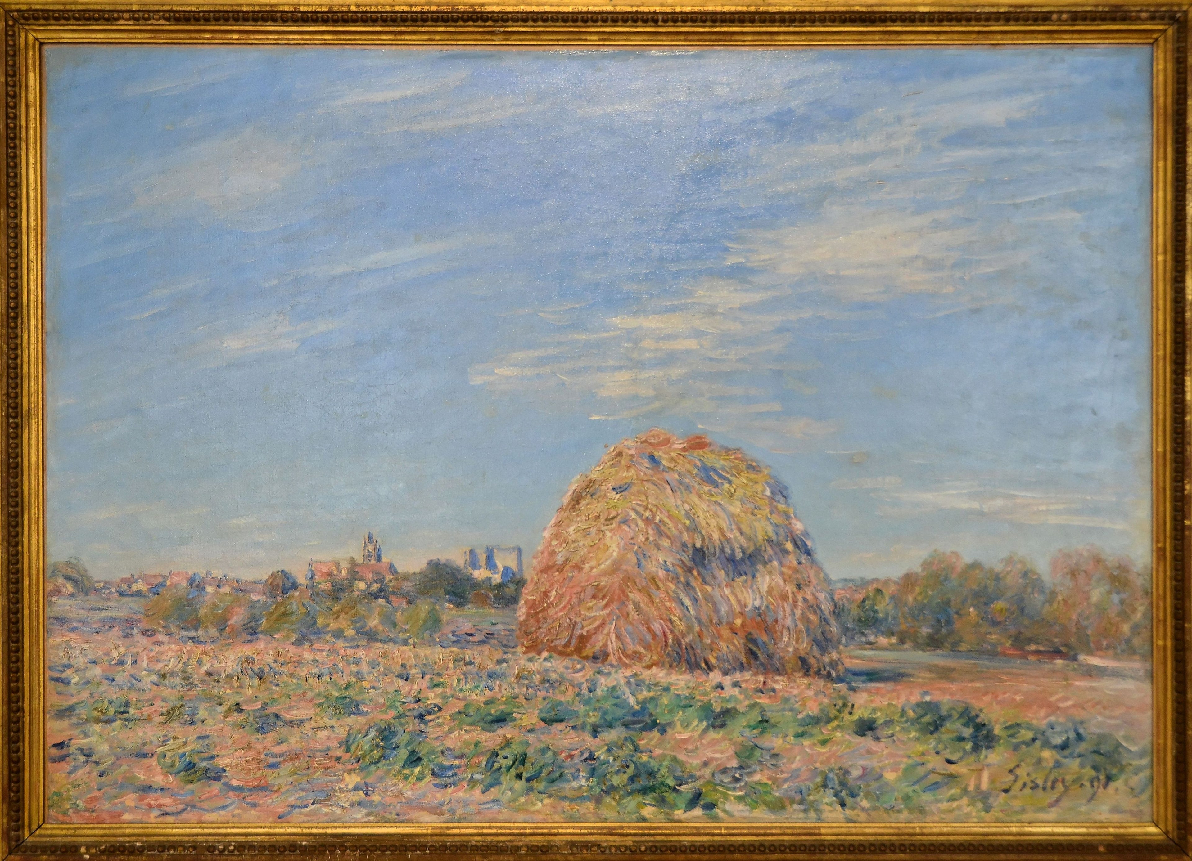 Reproduction du tableau « Meule sur les bords du Loing - Alfred Sisley » par Alpha Reproduction en peinture à l’huile