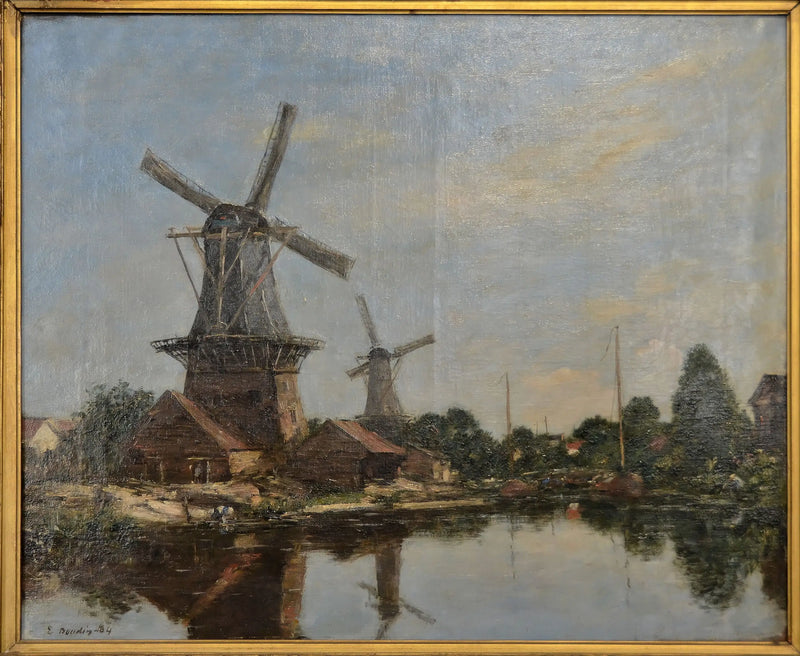 Hollanda'da Bir Değirmen - Eugène Boudin