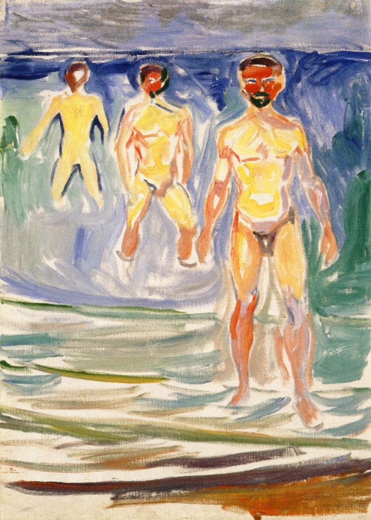 Reproduction du tableau « Les hommes se baignant - Edvard Munch » par Alpha Reproduction en peinture à l’huile