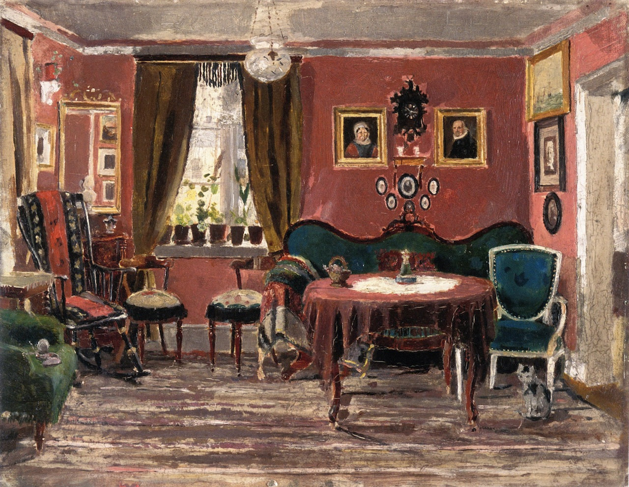 Reproduction du tableau « La Salle de séjour des demoiselles Munch à Pilestredet 61 - Edvard Munch » par Alpha Reproduction en peinture à l’huile