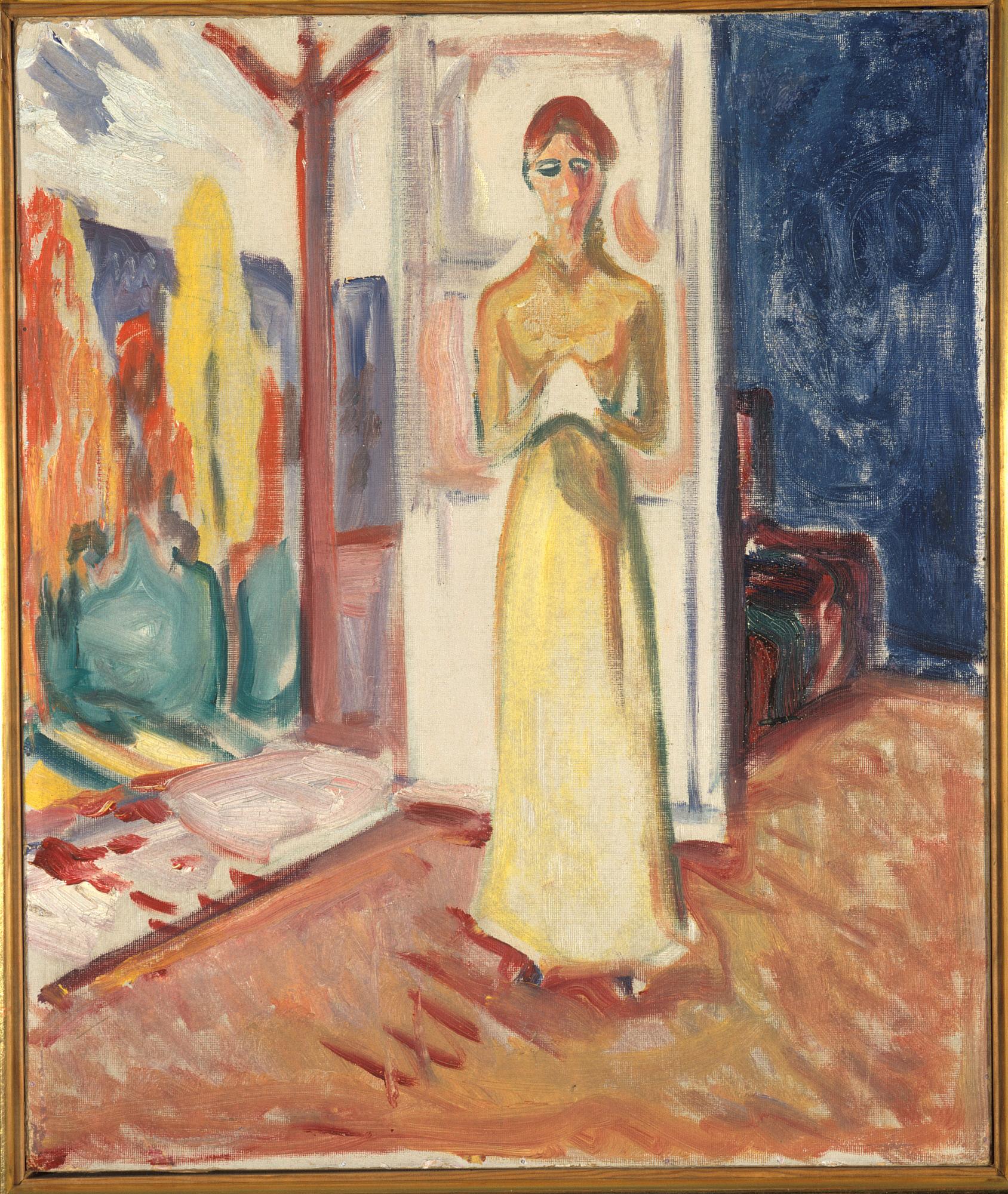 Reproduction du tableau « Femme se tenant dans l'embrasure de la porte - Edvard Munch » par Alpha Reproduction en peinture à l’huile