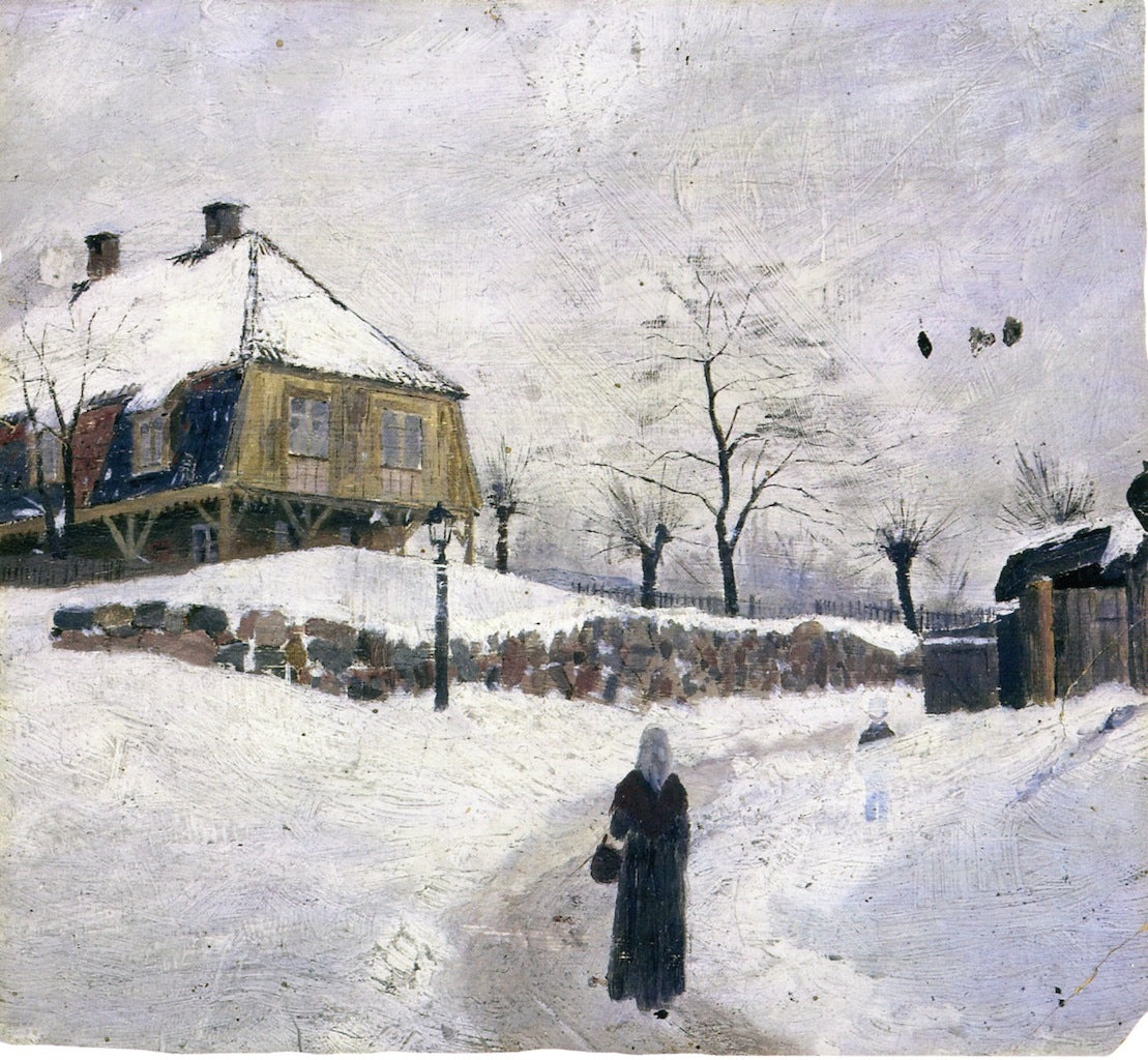 Reproduction du tableau « Øvre Foss en hiver - Edvard Munch » par Alpha Reproduction en peinture à l’huile