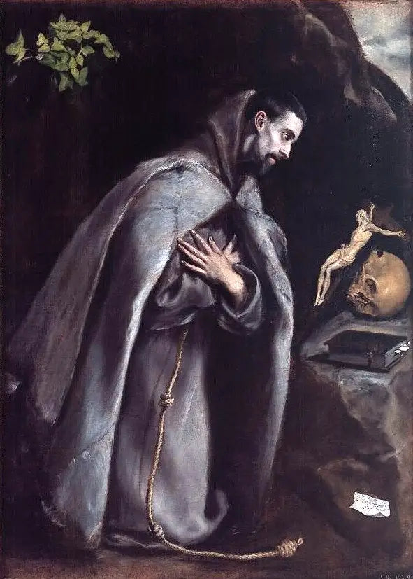 Saint François meditasyonla diz çökerek - El Greco