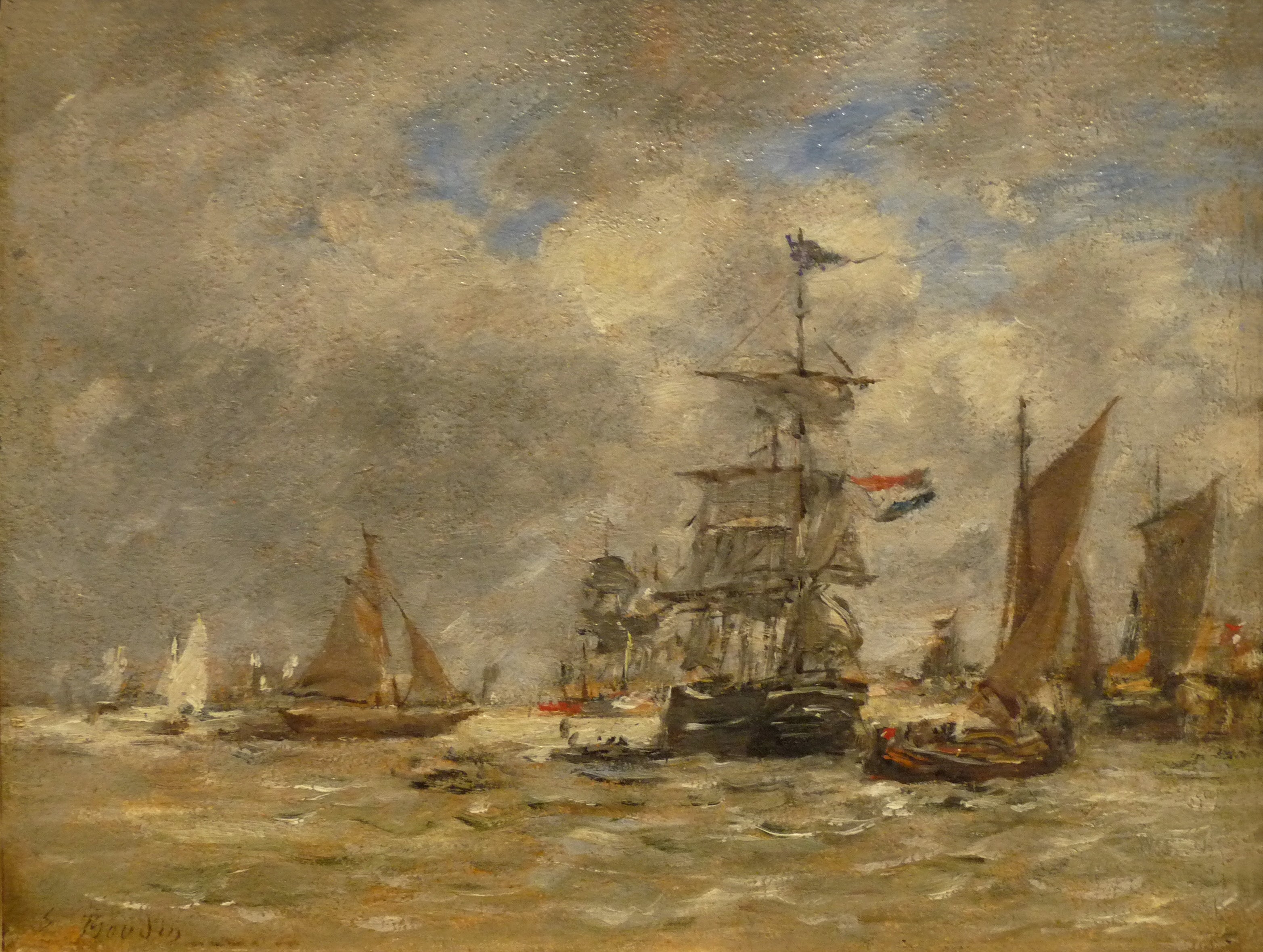 Reproduction du tableau « Anvers. Bateaux sur l'Escaut - Eugène Boudin » par Alpha Reproduction en peinture à l’huile