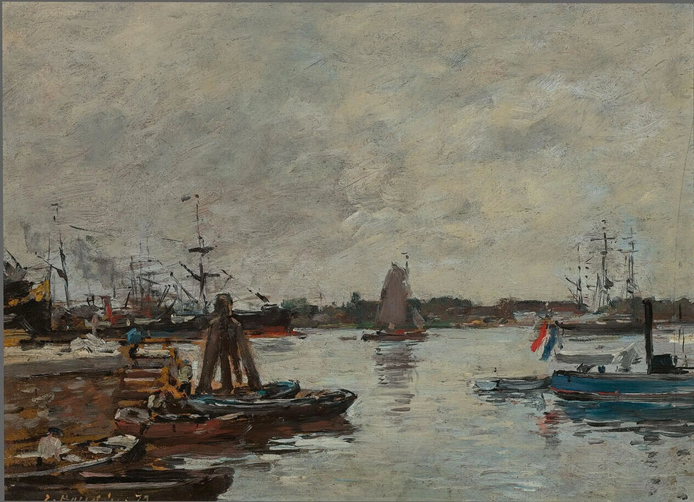 Reproduction du tableau « Quai d'accostage à Rotterdam - Eugène Boudin » par Alpha Reproduction en peinture à l’huile