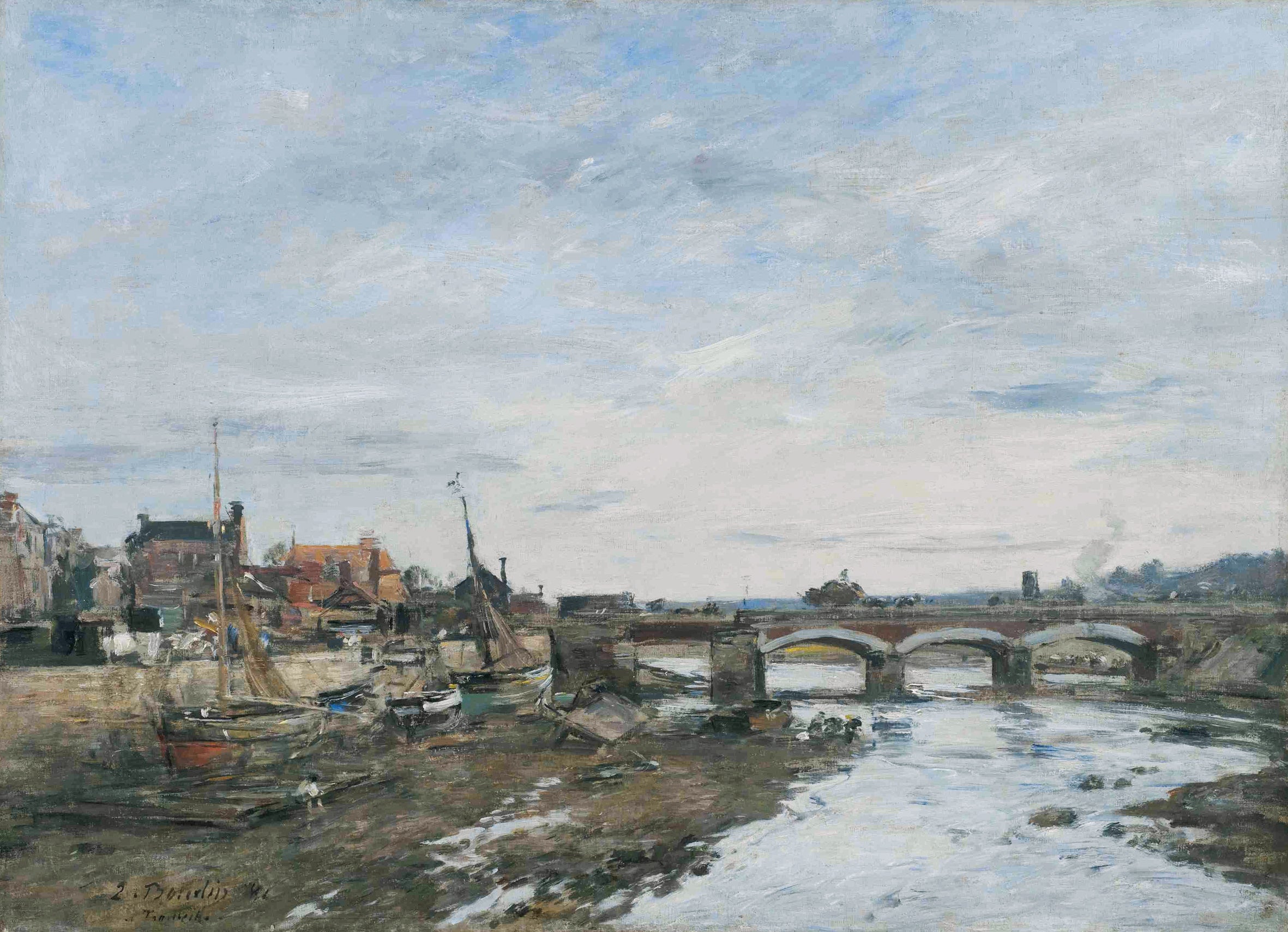 Reproduction du tableau « Le Pont sur la Touques à Trouville - Eugène Boudin » par Alpha Reproduction en peinture à l’huile