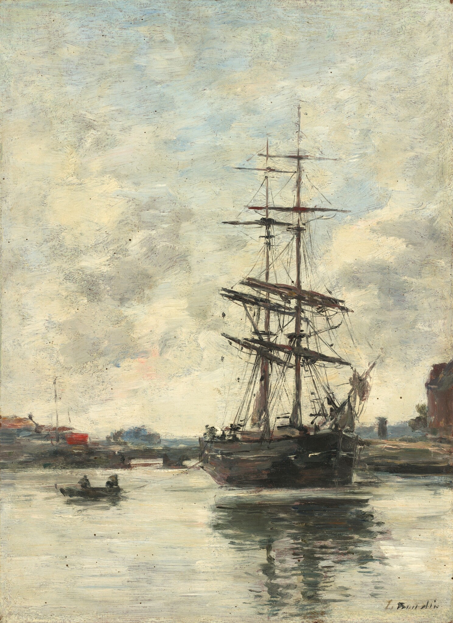 Reproduction du tableau « Navire sur la Touques - Eugène Boudin » par Alpha Reproduction en peinture à l’huile