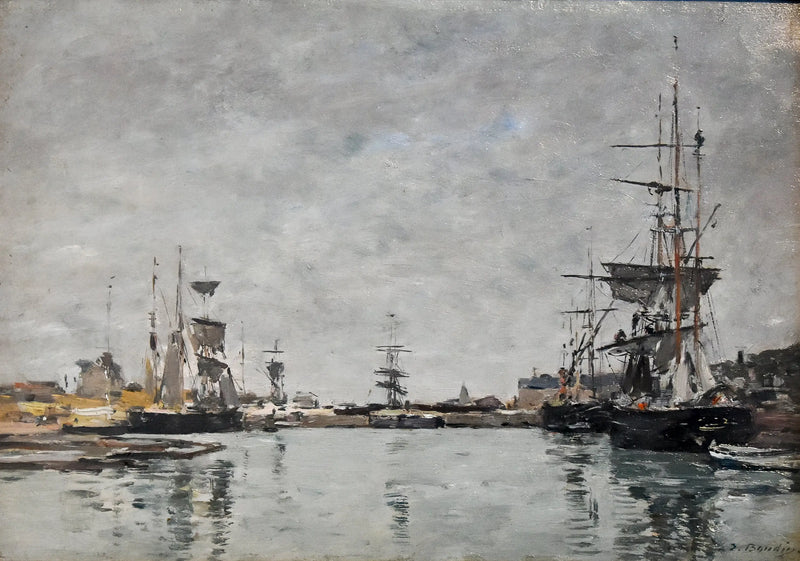 Deauville Havuzu gri gökyüzü - Eugène Boudin