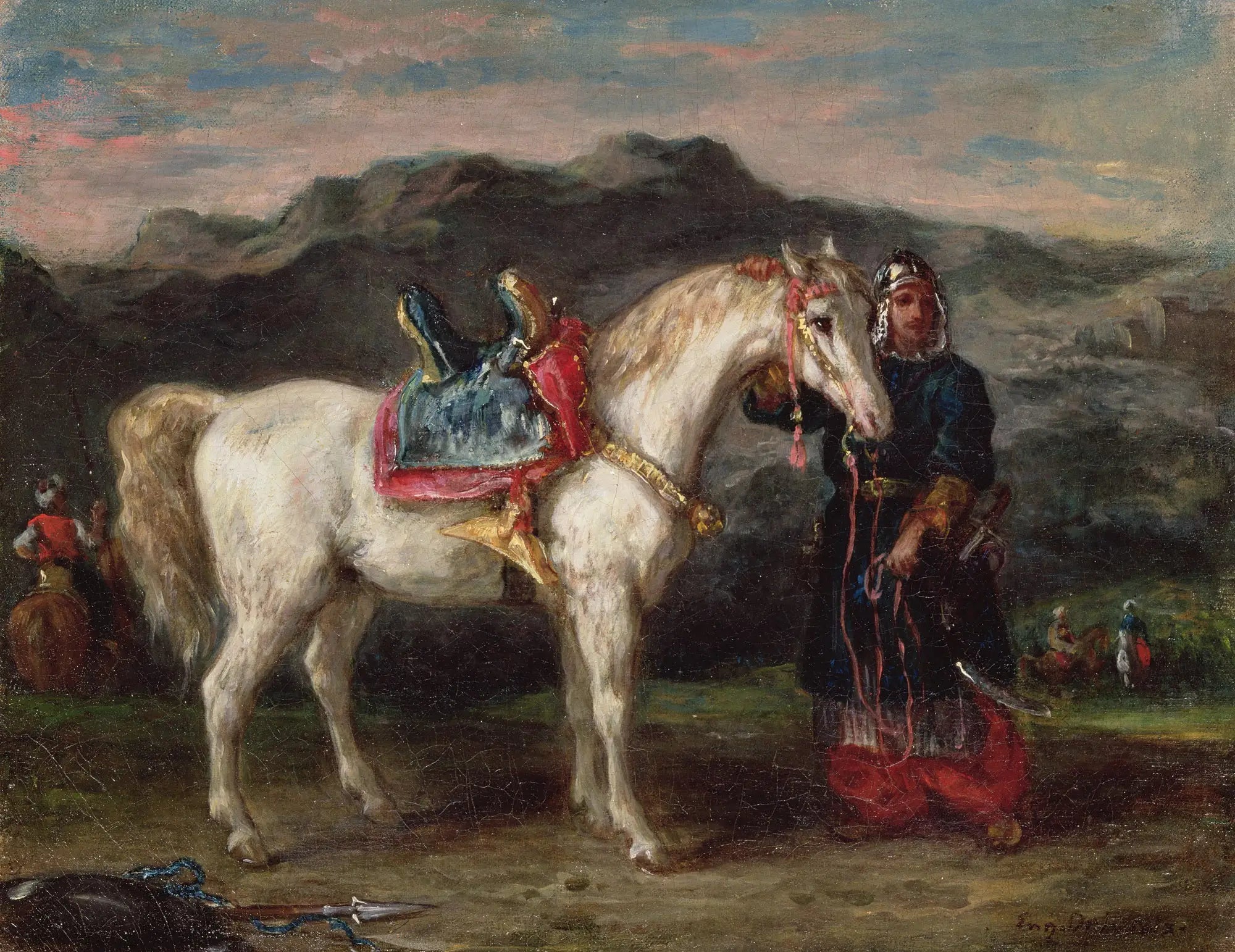 Reproduction du tableau « Circassien locataire un cheval par la mariée fils - Eugène Delacroix » par Alpha Reproduction en peinture à l’huile