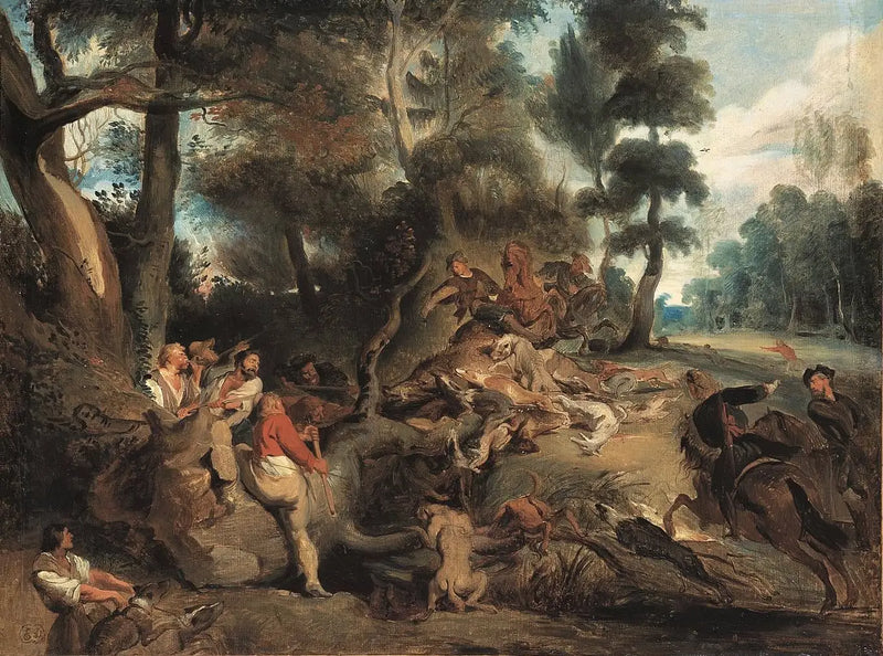 Domuz Avı Manzarası - Eugène Delacroix