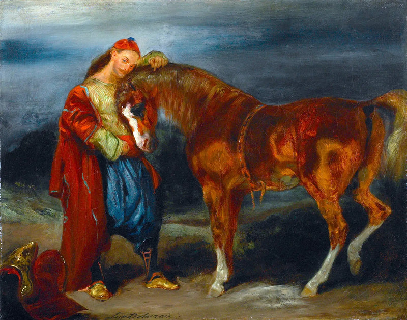 Genç Türk atını okşuyor - Eugène Delacroix