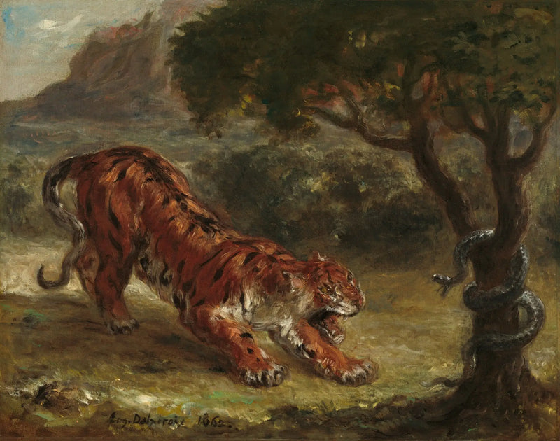 Kaplan ve yılan - Eugène Delacroix