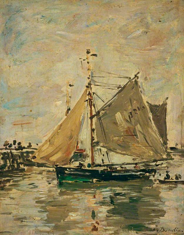 Reproduction du tableau « Un bateau de pêche, Trouville - Eugène Boudin » par Alpha Reproduction en peinture à l’huile