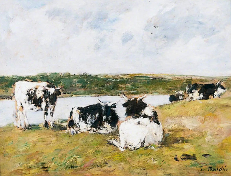 Nehir Kenarındaki İnekler - Eugène Boudin