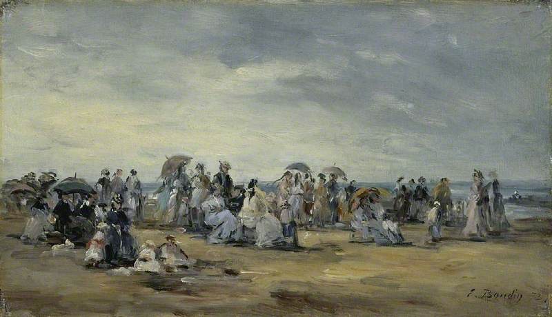 Reproduction du tableau « La plage à Trouville - Eugène Boudin » par Alpha Reproduction en peinture à l’huile