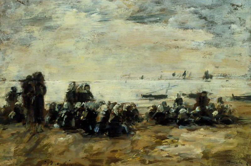 Berck Plajı'nda Balıkçı Botlarını Bekleyen Kadınlar - Eugène Boudin