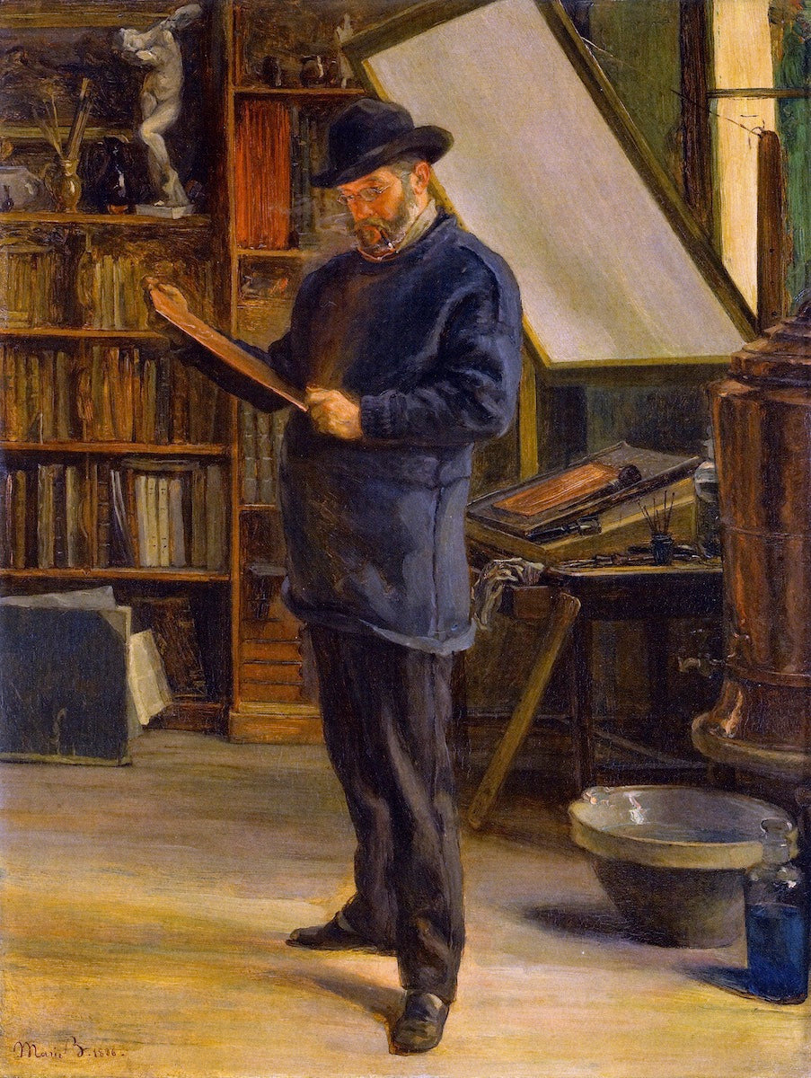 Félix Bracquemond dans son atelier - Marie Bracquemond