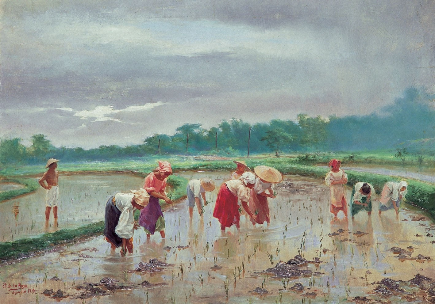 Dans la rizière — Fabián de la Rosa, 1919, Huile sur toile
