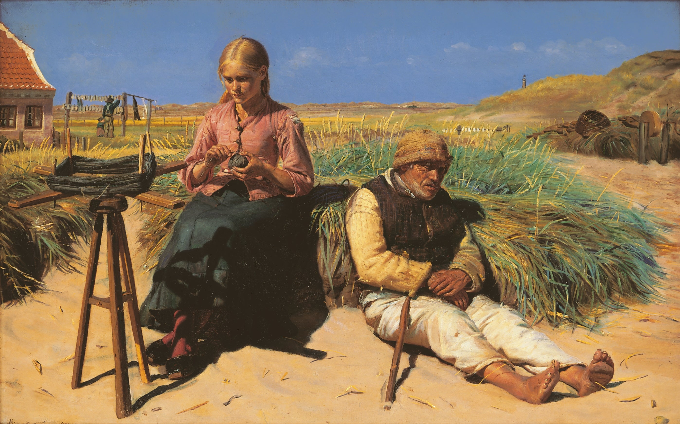 Des silhouettes dans un paysage. Kristian l’aveugle et Tine parmi les dunes. - Michael Peter Ancher - Alpha Reproduction
