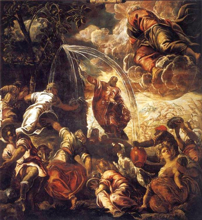 Moïse faisant jaillir l'eau du rocher - Jacopo Tintoretto
