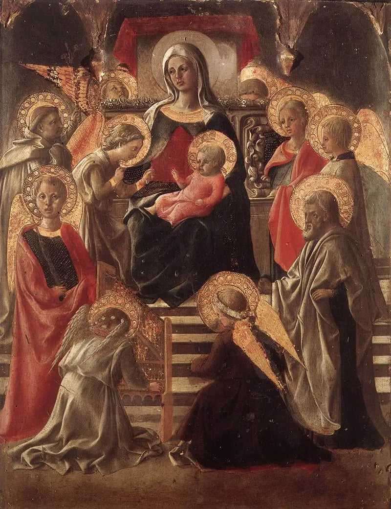 Meryem Ana ve Çocuk Azizelerle Tahtta Oturmuş - Fra Filippo Lippi