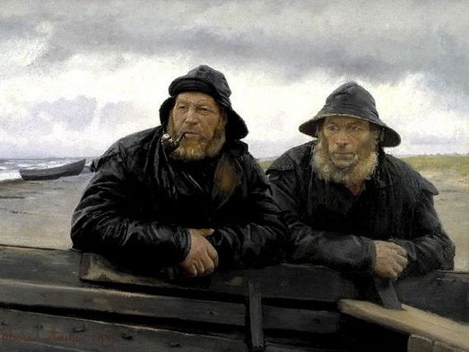 Deux pêcheurs près d’un bateau - Michael Peter Ancher - Alpha Reproduction