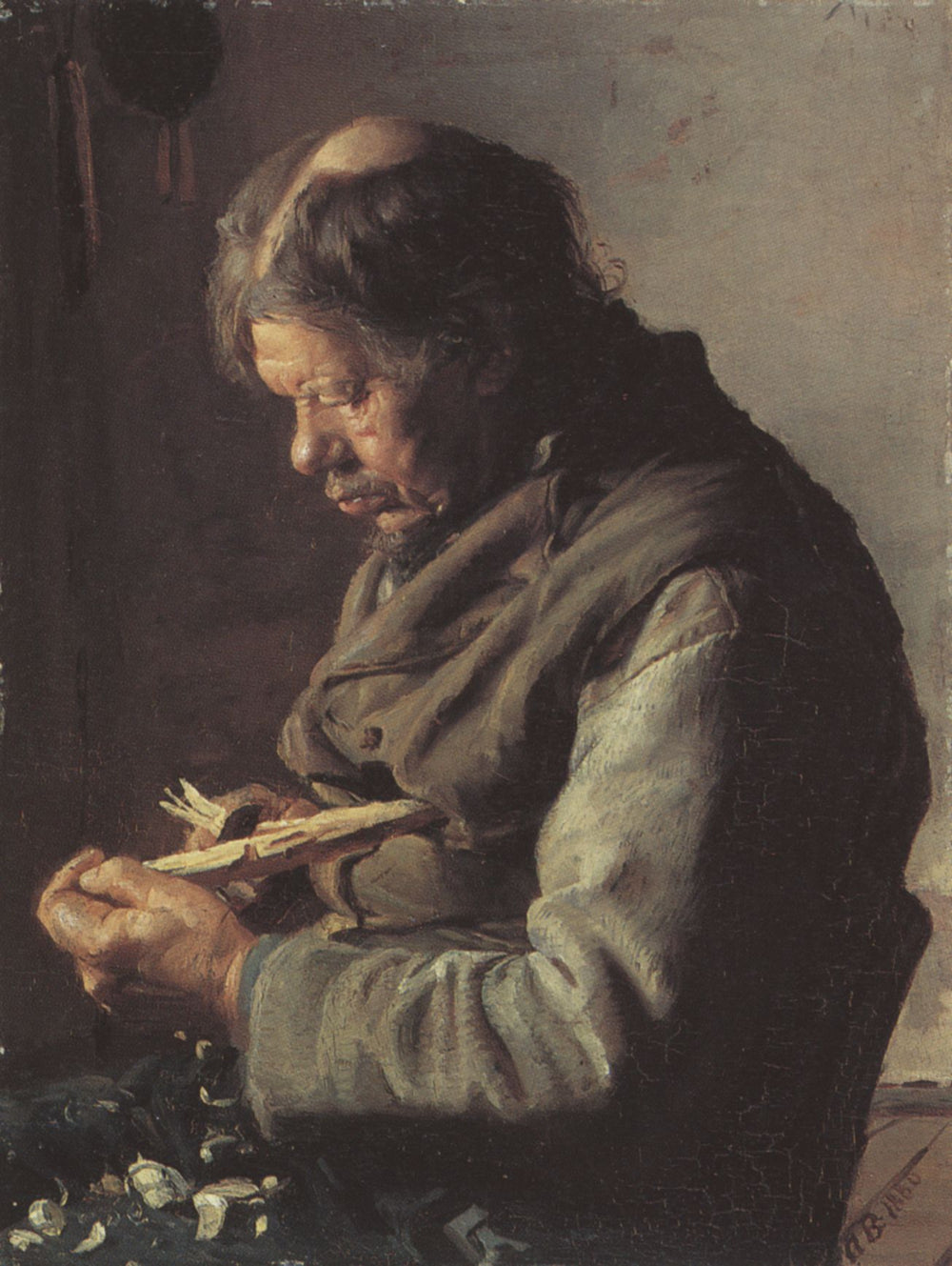 Le pêcheur Lars Gaihede sculpte un bâton - Anna Ancher - Alpha Reproduction