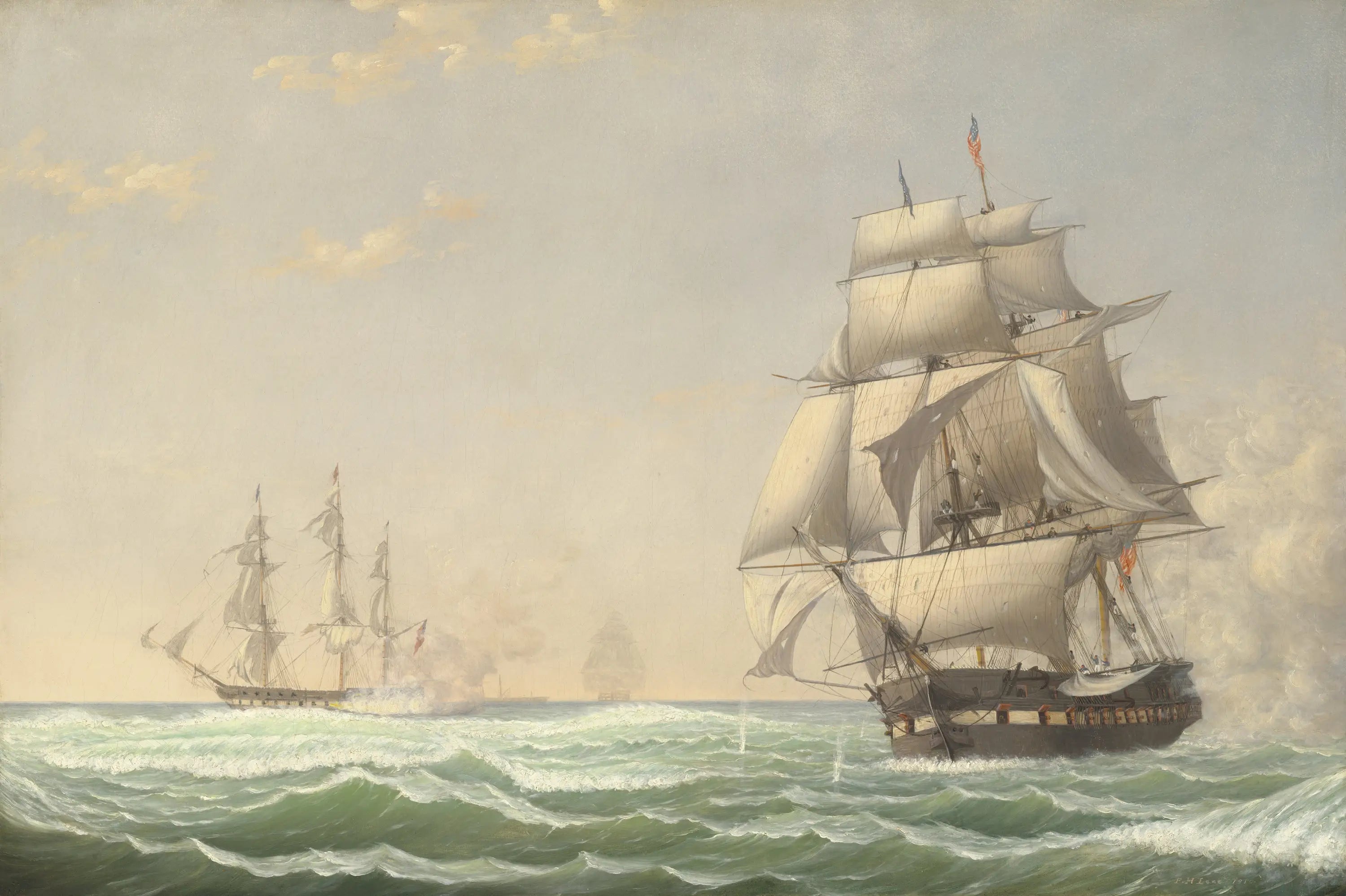 La frégate américaine « President » engageant l’escadre britannique 1815 - Fitz Henry Lane - Alpha Reproduction