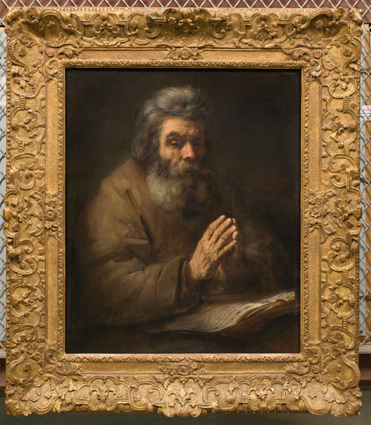 Reproduction du tableau « Un homme âgé en prière - Rembrandt » par Alpha Reproduction en peinture à l’huile